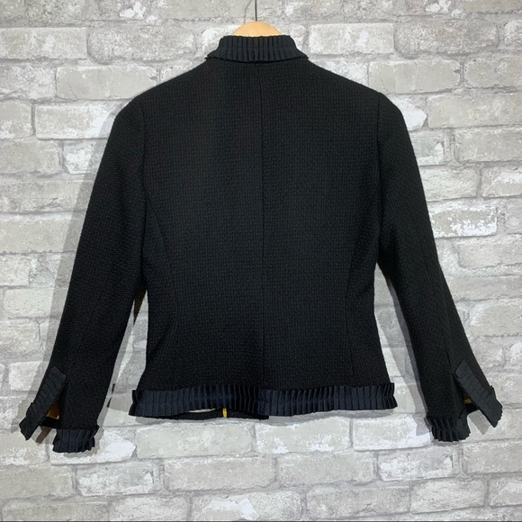 J. CREW WOOL BLEND BLAZER WITH RIBBON TRIM. HOOK AND LOOP CLOSURE. CUFF DETAIL. - Picture 2 of 11